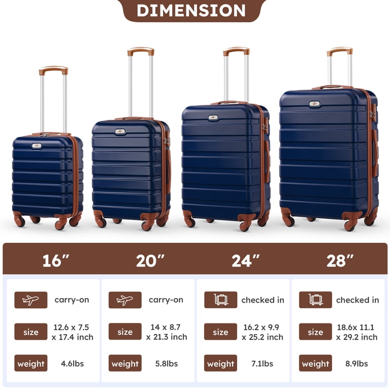 Gowill 4-Piece Hardside Luggage Set, Navy Blue & Tan photo 2