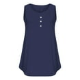 thumbnail image 4 of Duoif Débardeurs pour Femmes, Camisole d'Été pour Femmes Grande Taille Coupe Ample Col Rond à Boutons devant Haut Décontracté Hauts pour Femmes Bleu XXXXXL, 4 of 5
