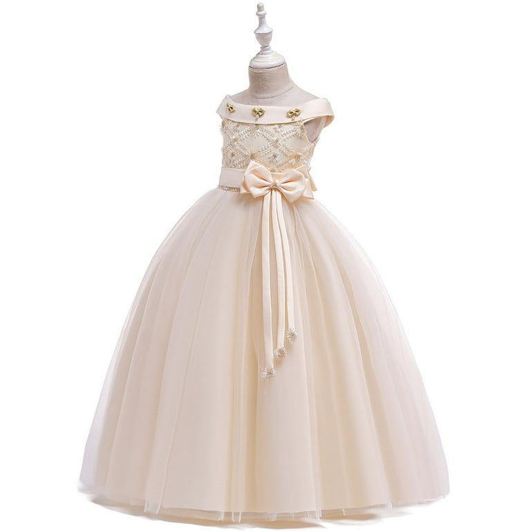 girl white dresses 7-16 Buy GZCYL Holy Communion Dress for Girls Princess Flower Dress for Wedding, White, 8-9 Years at 16 girls formal dresses size 10 White Flower Adorned Dress