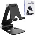 thumbnail image 1 of Soporte para teléfono, soporte para tableta, soporte compatible con teléfono móvil, accesorios, escritorio, otros teléfonos inteligentes de aluminio - Negro, 1 of 2