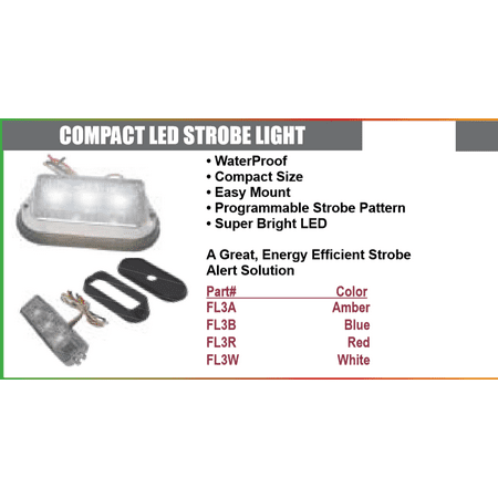 Accele FL3W White Compact LED Strobe Light WaterProof Easy Mount Programmable