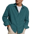 thumbnail image 2 of BRANROY Long Sleeve Shirts for Men - Lightweight Breathable Corduroy Button-Front Loose Fit Shirt for All-Day Comfort,Royal Blue L, 2 of 8
