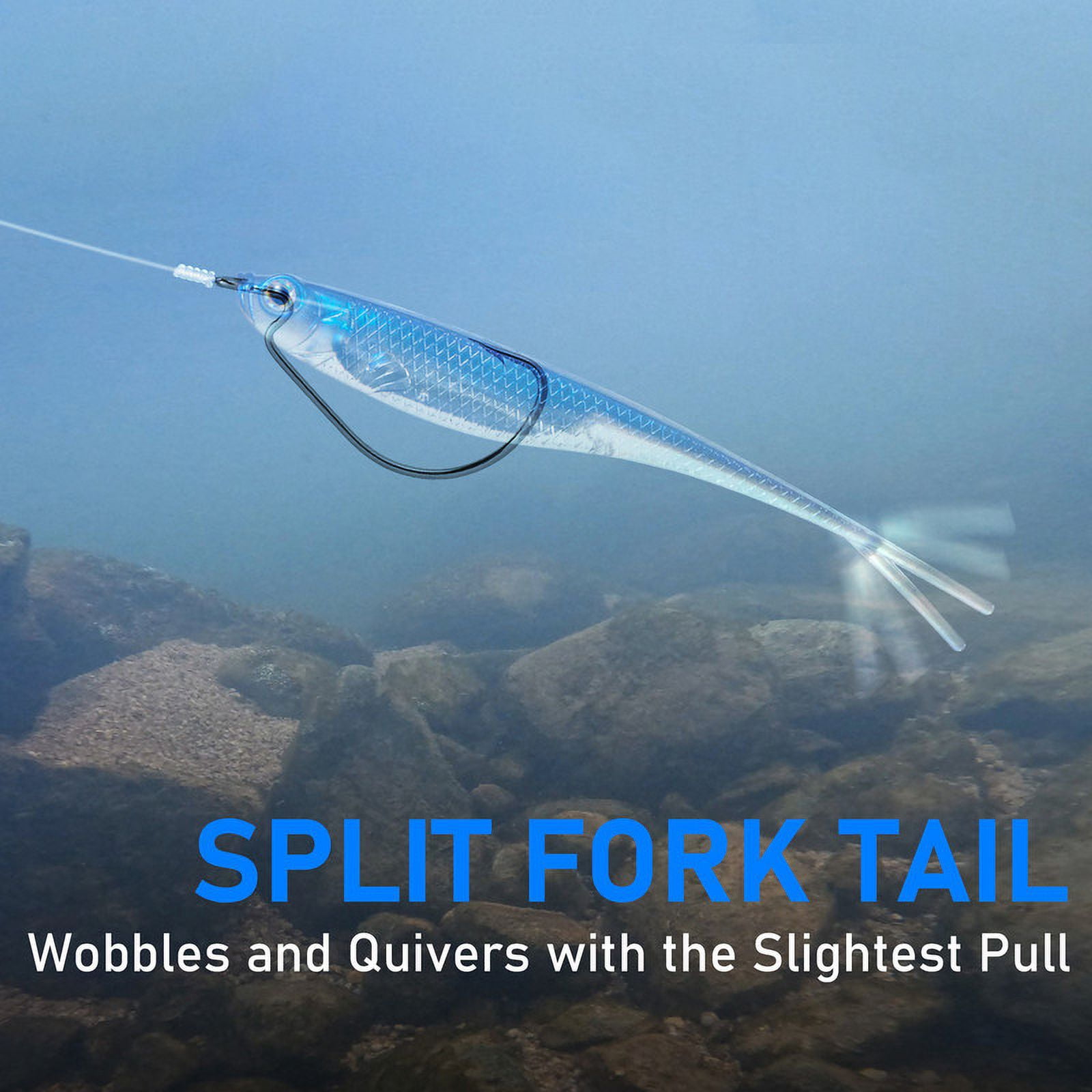 Drfish 5 Pack Soft Fishing Bait, Fork Tail Soft Jerk Shad