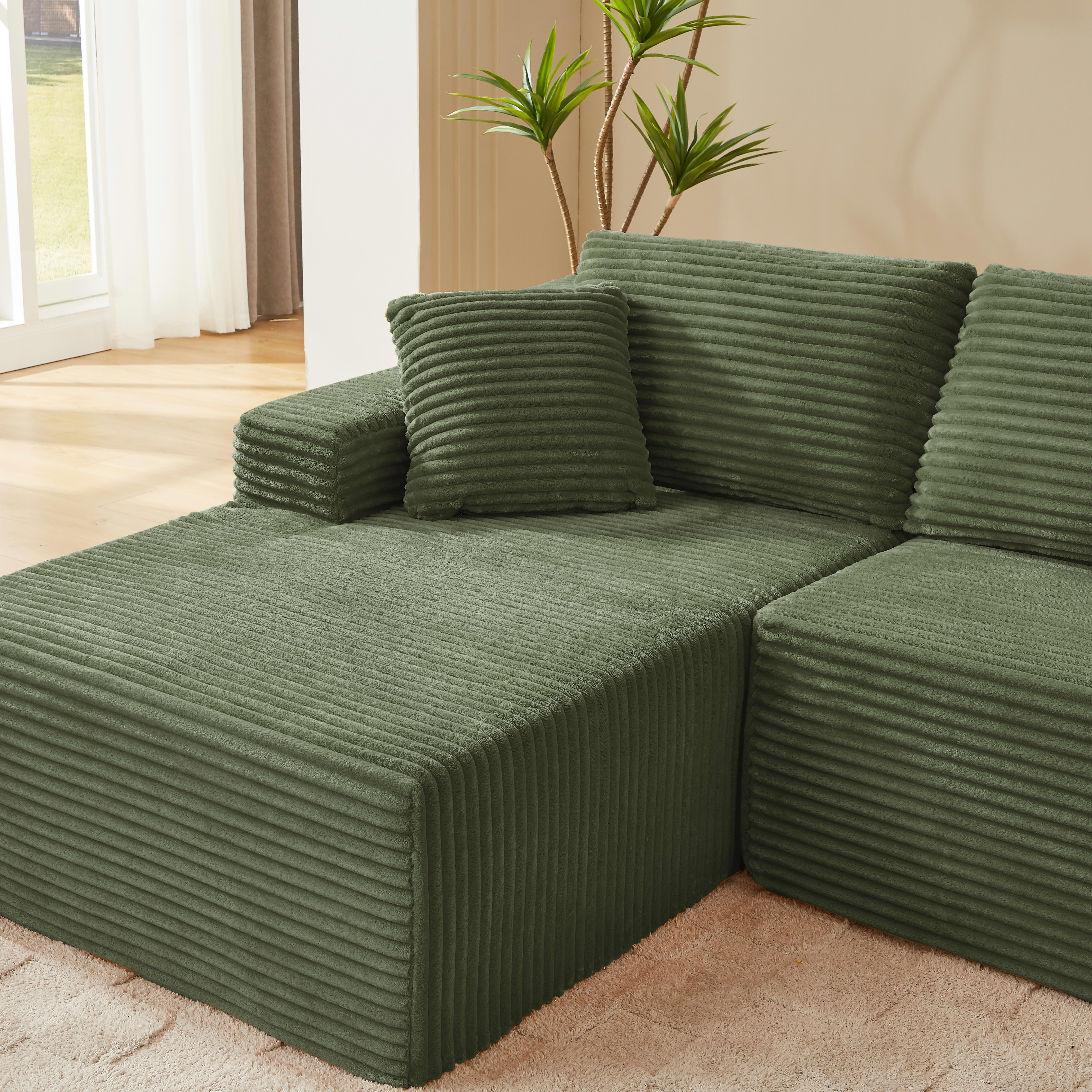 MAYEERTY L-Shaped Cloud Sectional Sofa, Deep Seat Plush Sleeper Couch for Living Room & Apartment, 103×65" Green