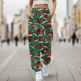 thumbnail image 2 of Women Christmas Outfit Women's Casual Christmas Print Baggy Sweatpants with Pocket Ankle Strap High Waisted Design for Festive Comfort Green 2XL, 2 of 4