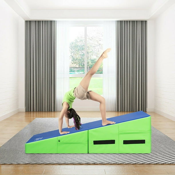 4'x8'x2” tapis de gymnastique épais panneau pliant aérobic exercice gym  fitness bleu / marine