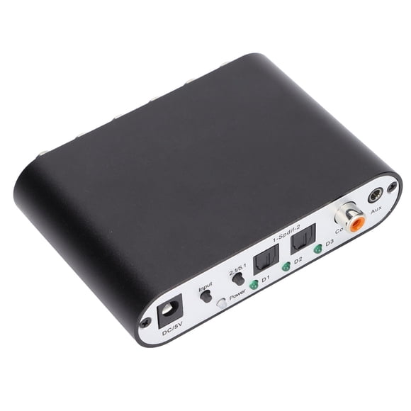 Vedio Converter, Digital Audio Decoder Stereo Convenient SPDIF Coaxial AUX To 6 for Home Cinema