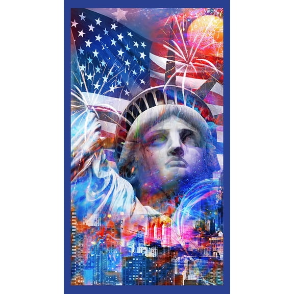 24" X 44" Panel Land of the Free Flag America USA Robert Kaufman Cotton Fabric Panel (APYD-22762-202 AMERICANA)