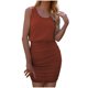thumbnail image 1 of Vestido liso sin mangas con cuello redondo y cuello redondo de playa informal de verano para mujer Fridja  hjkh5137, 1 of 8