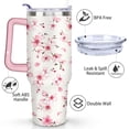 thumbnail image 3 of 40oz Pioneer Tumbler with Handle Lid and Straw,Colorful Floral Tumblers Gifts for Women Girls Men Adults（Pink）, 3 of 7