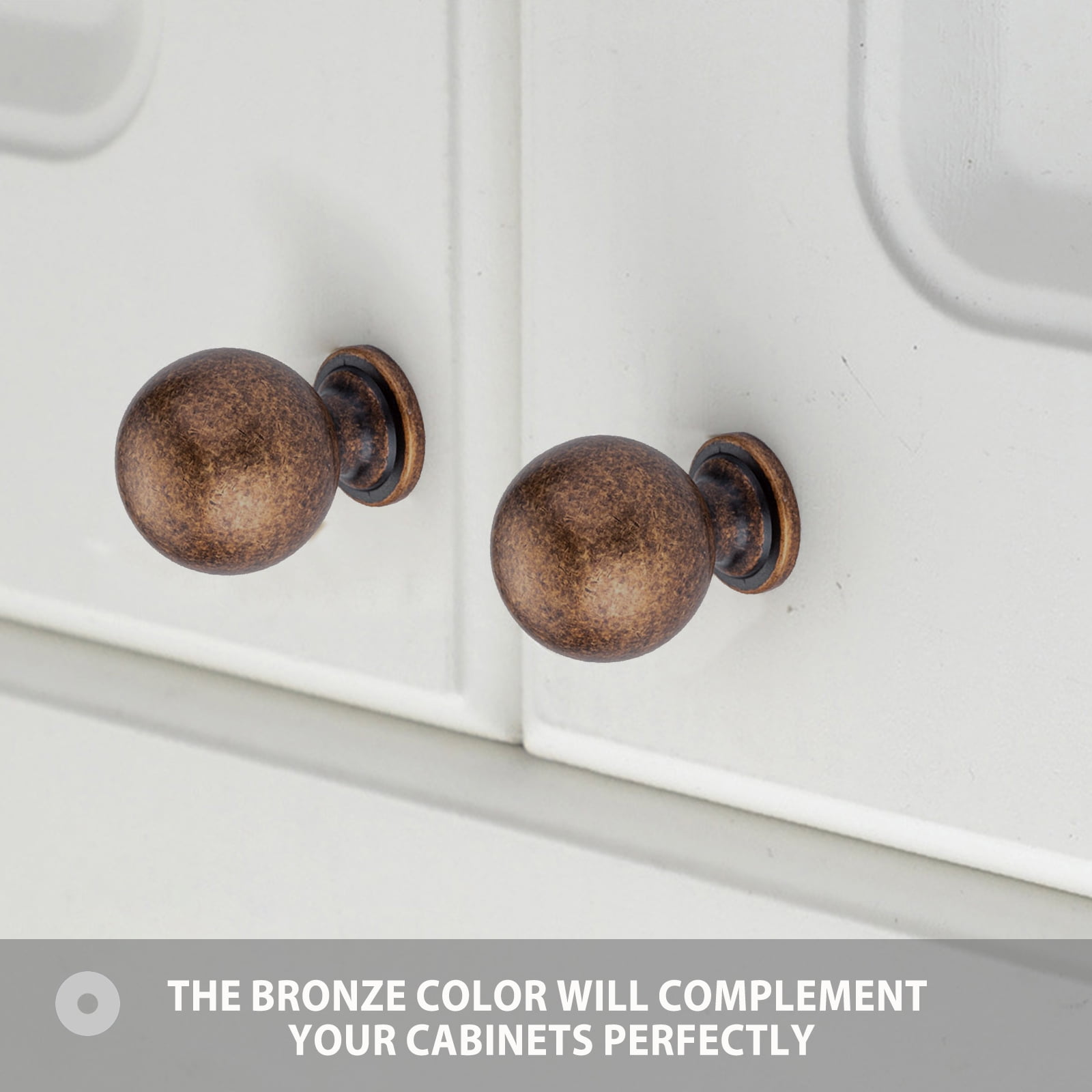 6 Pack Antique Brass Handles and Knobs Round Solid Vintage Antique Brass Finish Kitchen Cabinet Knobs,Ball Cabinet knobs