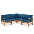 thumbnail image 3 of Noble House 5 Piece Acacia Wood Outdoor Indoor Set, Brown/Blue, 3 of 13
