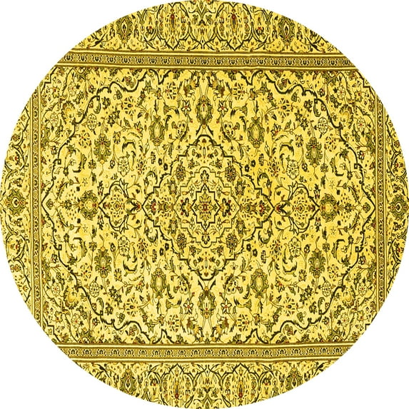 Ahgly Company Indoor Round Persian Yellow Traditional Area Rugs, 7' Round