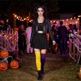 thumbnail image 3 of Halloween Thigh High Socks for Women Over Knee Socks Long Color Block Stockings (K), 3 of 7