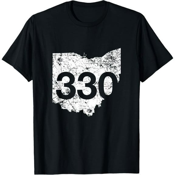 Akron Youngstown Cuyahoga Area Code 330 Shirt, Ohio Gift T-ShirtMen and women, Black T-shirt, size: Extra large