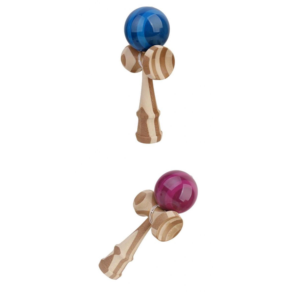 Pack De 4 Kendamas De Madera | Juguete Japonés De Habilidad | 34 Cm | Azul – Coordinación Mano-ojo