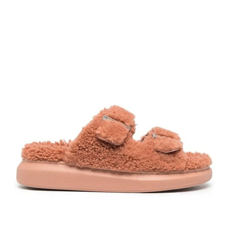 

Alexander McQueen Women s Shearling Slide Sandals in Pink