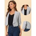thumbnail image 2 of INSPIRE CHIC Cardigan Léger à Manches 3/4 Froncées et Col Châle Ouvert pour Femmes Gris m, 2 of 4