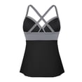 thumbnail image 5 of Firpearl Womens Underwire Tankini Tops Only V Neck Swimsuit Relaxed Fit Swimwear A Lined Flowy Swim Top Black&White Stripe US8, 5 of 6