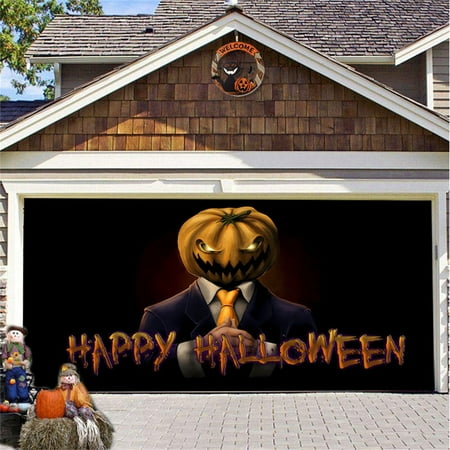 

Halloween Decorations Spooky Decor Halloween Garage Door Decorations Banner 7 X 16 Ft Movie Characters Halloween Garage Door Cover for Double Car Garage Hanging Halloween Mural for Outdoor Party L
