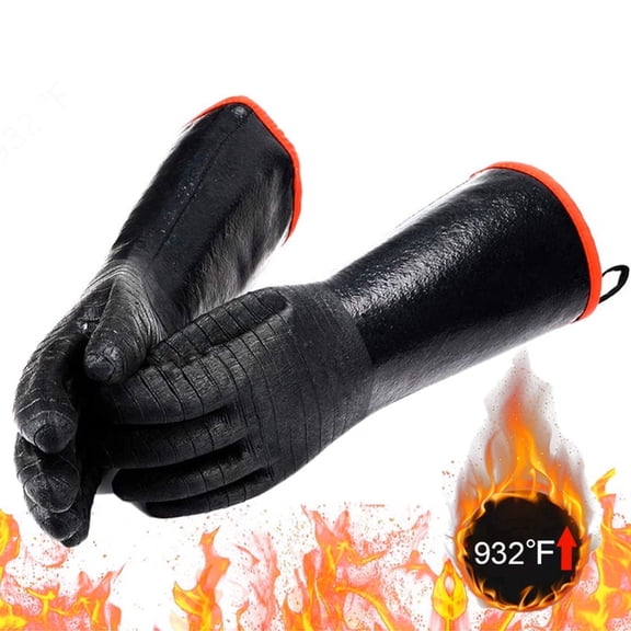 14 Inch Heat Resistant Waterproof BBQ Grill Gloves, Food Grade Neoprene Insulated Oven Mitts for Kitchen Cooking and Barbecue Use