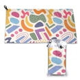 thumbnail image 1 of YFYANG Adulte Microfibre Voyage Portable Towel, Abstract Geometric Pattern Séchage Rapide Towel avec Boucle de Randonnée Pochette en PVC, 16 "x 31.5", 1 of 6