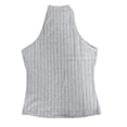 thumbnail image 5 of Adeawade Womens Tshirt Sleeveless Solid Color Crop Tops Criss Cross Halter Neck Classic Tee Daily Wear S Grey, 5 of 5