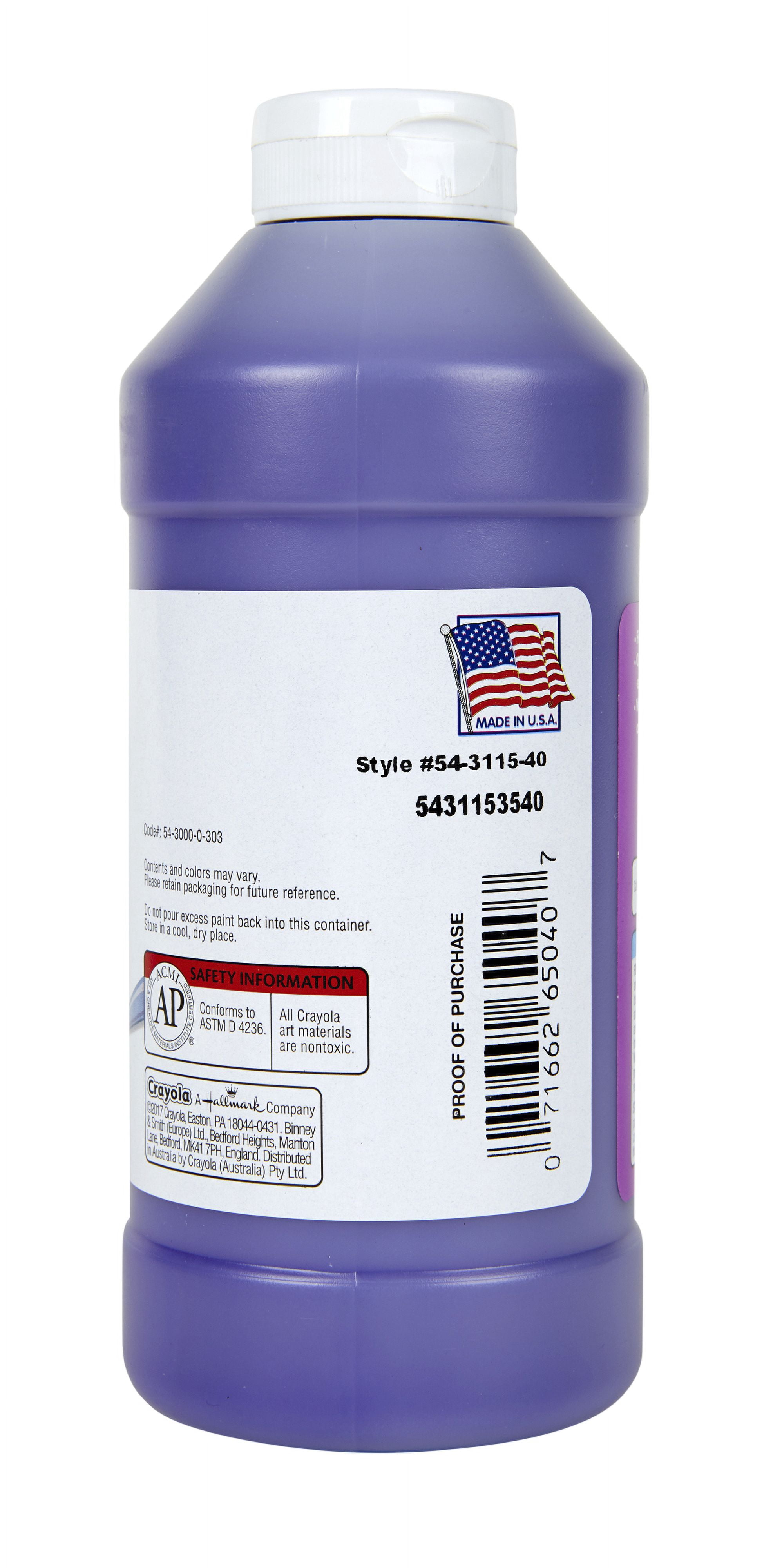 Crayola Artista II Non-Toxic Washable Tempera Paint, 1 pt Squeeze Bottle, Violet