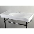 thumbnail image 2 of Kingston Brass VPB1361ST Imperial 36" Ceramic Console Sink with Stainless Steel Legs (8-Inch, 3-Hole), White/Polished Chrome, 2 of 7