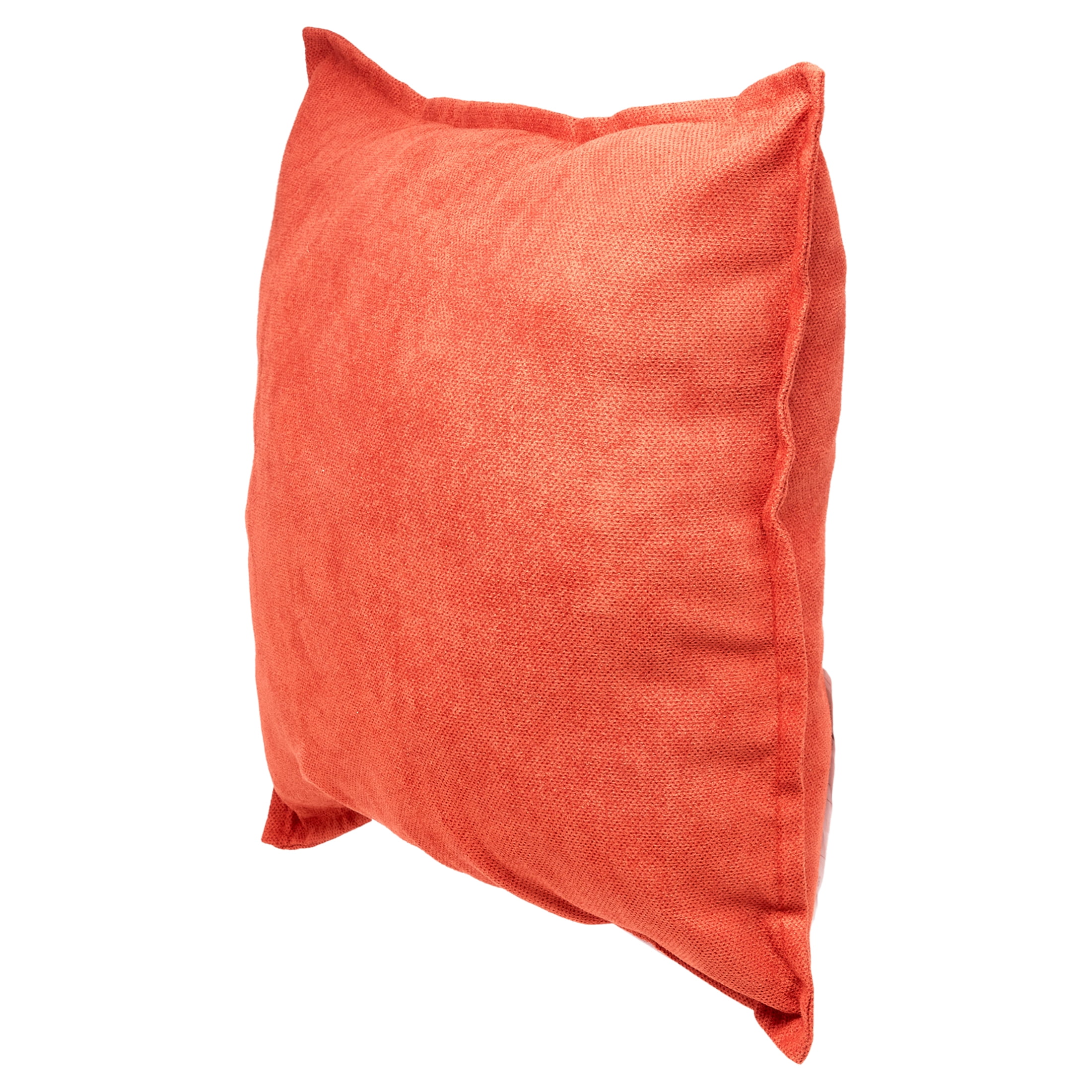 Mainstays Faux Suede Decorative Throw Pillow with Flange, 18" x 18", Baked Clay