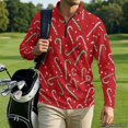 thumbnail image 4 of Aplkyhs Christmas Candy Cane Men Sport Cloth Golf Tennis Shirts Long Sleeve Sport Shirts Soft and Comfortable Lightweight with Collar Shirt Fit Plain for Golf Tennis Running Gym, 4 of 7