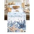 thumbnail image 5 of Summer Starfish Gradient Blue Table Runner 13x90in Non-Slip Cotton Linen Table Runners, Seaside Beach Shells Dresser Scarves TableRunner for Dinner Kitchen Dining Wedding Party, 5 of 9