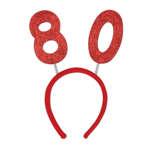 Beistle Club Pack of 12 Red "80" Glittered Bopper Headband Birthday Party Favors