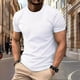 thumbnail image 1 of Playera Elvqul Hombre Manga Corta Casual de Color Sólido Gym Botones Solapa Blanco, 1 of 6