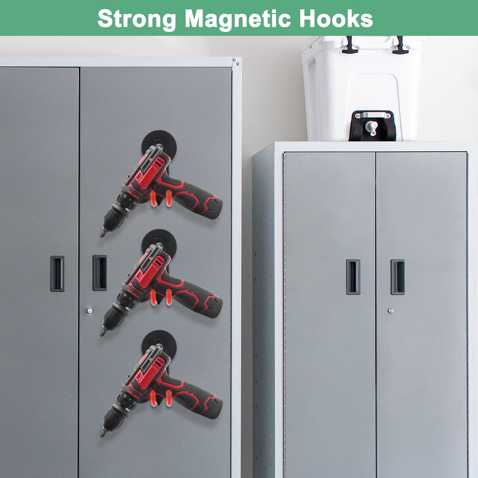 Uxcell 2-Pack Strong Garage Magnetic Hooks, Small Magnetic Cable Holder with Anti-Slip Coating [Orange]