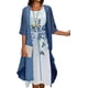 thumbnail image 3 of Vestido midi floral fluido con chaqueta, conjunto de 2 piezas, manga 3/4, vestido de gasa para invitados de boda, cóctel de verano Plus, 3 of 5