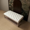 thumbnail image 7 of Rectangular Upholstered Tufted Linen Fabric Ottoman Bench,Padded Bench with Solid Wood Shelf-Linen,Comes with Storage,Coffee Table,Tufted Living Room Design, 7 of 7