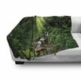 thumbnail image 2 of Rainforest Soft Flannel Fleece Blanket, Forest in Nepal Footpath Wildlife Spring Plant and Stones Moisture Water Print, Cozy Plush for Indoor and Outdoor Use, 60" x 80", Green Brown, by Ambesonne, 2 of 5