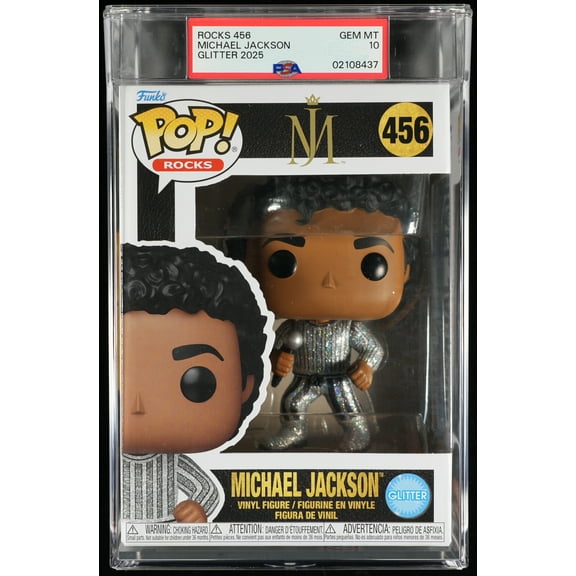 Michael Jackson, PSA Graded 10 GEM MINT, Michael Jackson Collectible Vinyl Figure #456, Fully Encapsulated Bundle with Compatible Funko Pop! PSA Hard Protector Case