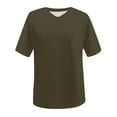 thumbnail image 3 of Women's Fashion Casual Solid Color Loose V Neck Short Sleeved T Shirt Top Stretchy Shirts for Women Women Solid Tee Running Shirt Women Long Sleeve Heat Size Small Womens Tops Woman Tee Womens Casual, 3 of 3