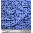 thumbnail image 1 of Soimoi Blue polyester Crepe Fabric Alphabet Text Decor Fabric Printed Yard 42 Inch Wide, 1 of 3