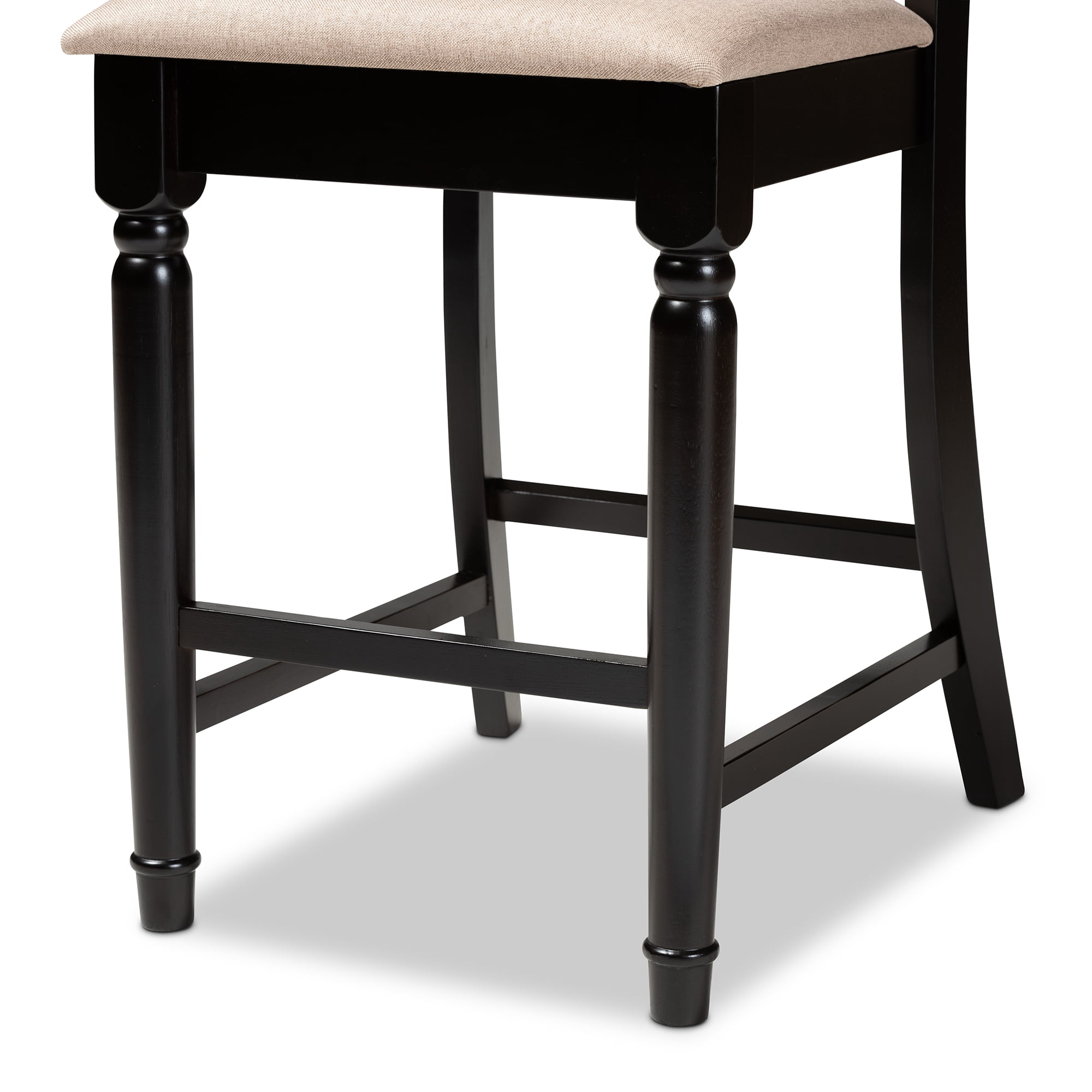 Baxton Studio Verina Modern and Contemporary Sand Fabric Upholstered Espresso Brown Finished 2-Piece Wood Counter Stool Set Set