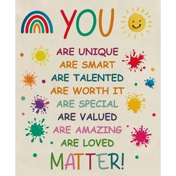 Inspirational Quote Wall Art Colorful Motivational Poster Wall Decor You Are Unique You Are Smart Display Kids Room Classroom Playroom School poster