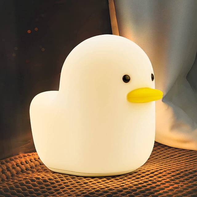 Cute duck night light, rechargeable bedside sensor LED soft light portable silicone animal kawaii