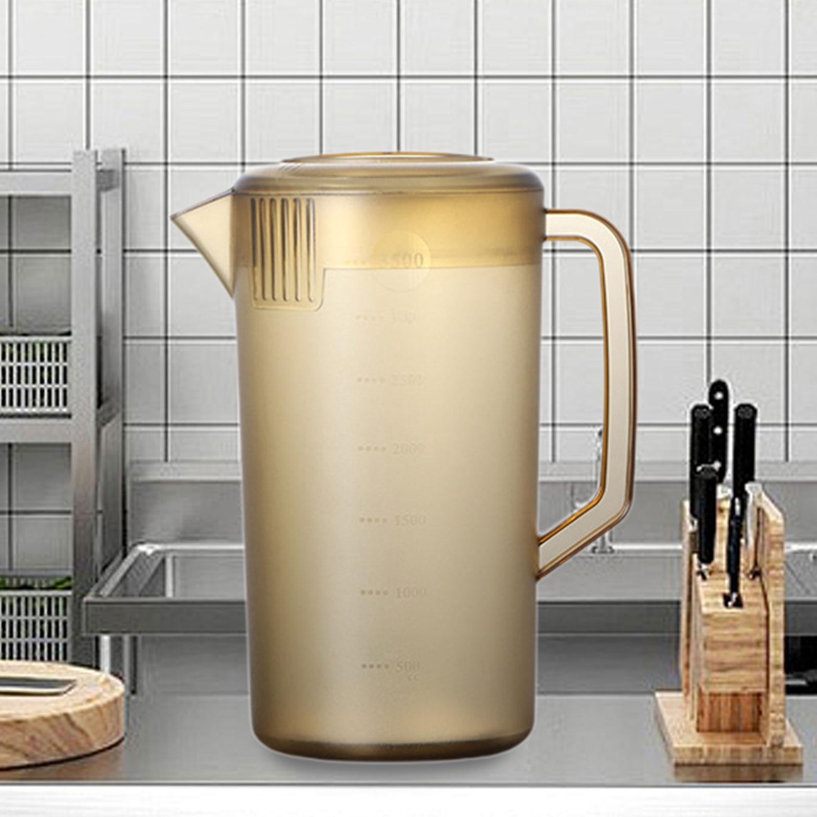 Fiocias Pitcher with scale, portable water pitcher, beverage pot, kettle for restaurant, 3500ml Brown
