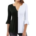 thumbnail image 1 of Camisetas con Cuello en V Mujeres Moda Impresa 3/4 Mangas Blusa, Top Cómodo Casual para el Hogar Y Diario, 1 of 5