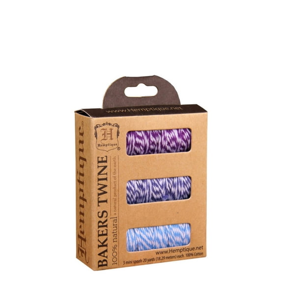 Hemptique Cotton Bakers Twine 3 Mini Spool Box Set