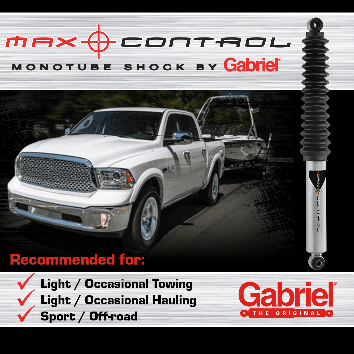 Gabriel 77981 Max Control Front Monotube Shock Absorber Fits 07-12 Jeep Wrangler (1 pack)
