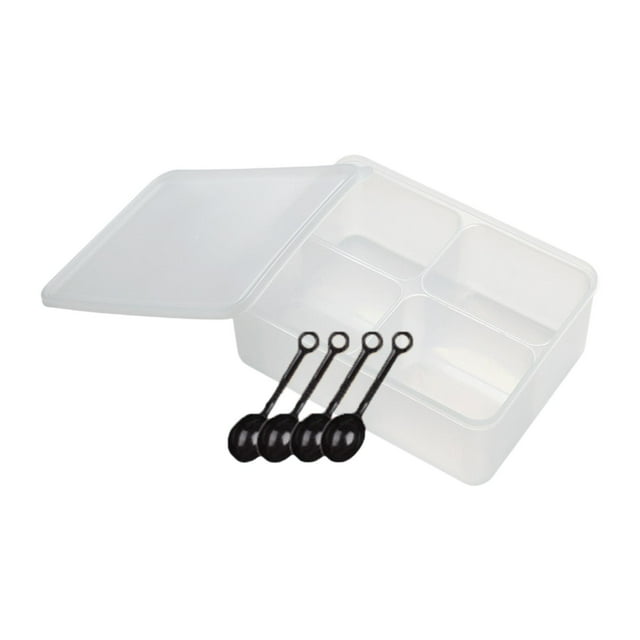 Caja de condimentos transparente con cucharas para el hogar, cajón de cocina 158 cm x 215 cm x 85 cm