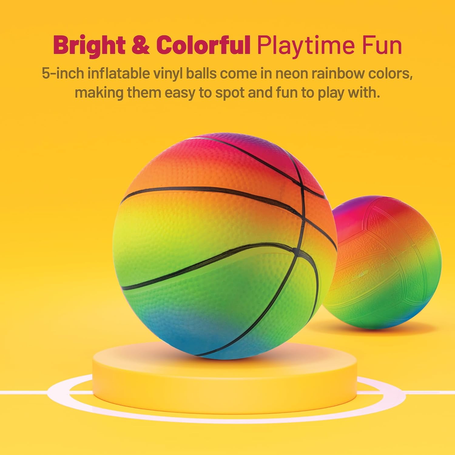 Sports Balls For Kids & Toddlers - (Pack of 4) 5-inch Sports Balls Set Includes Basketball, Small Soccer Ball, and Playground Balls, Fun Indoors & Outdoor Toys (hand Pump Included)